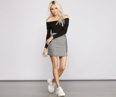 High Rise Glen Check Woven Mini Skirt - Lady Occasions