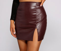 High Waist Faux Leather Mini Skirt - Lady Occasions