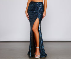 Stunning Sea Princess Sequin Maxi Skirt - Lady Occasions