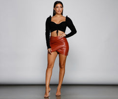 That's A Wrap Faux Leather Mini Skirt - Lady Occasions