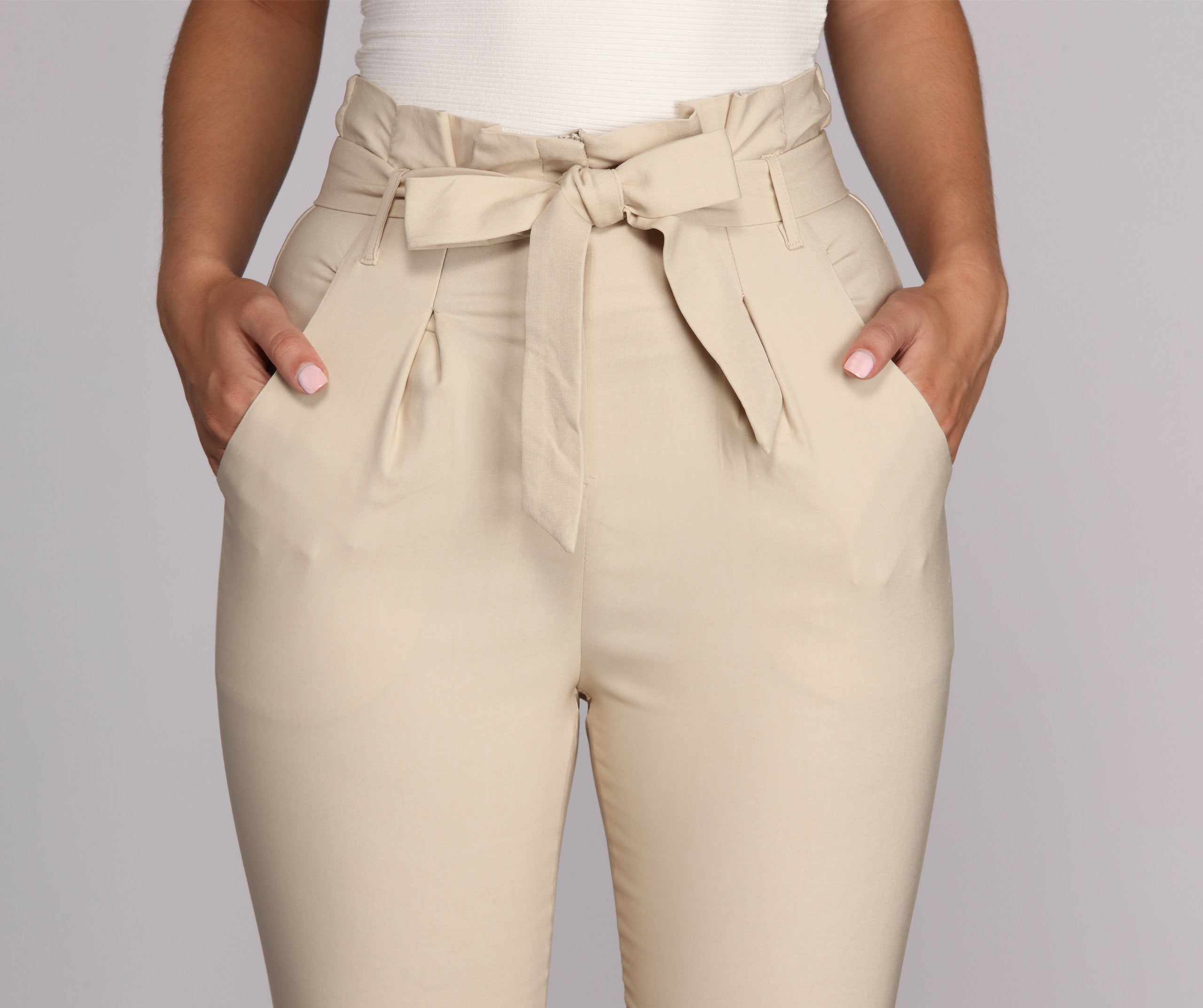 Preppy And Poised Paper Bag Pants - Lady Occasions