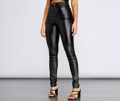 High Waist Faux Leather Skinny Pants - Lady Occasions