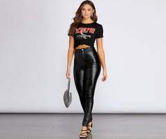 High Waist Faux Leather Skinny Pants - Lady Occasions