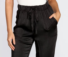 High Waist Satin Joggers - Lady Occasions