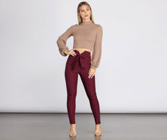 High Rise Tie Waist Skinny Pants - Lady Occasions