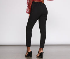 High Rise Tie Waist Tapered Pants - Lady Occasions