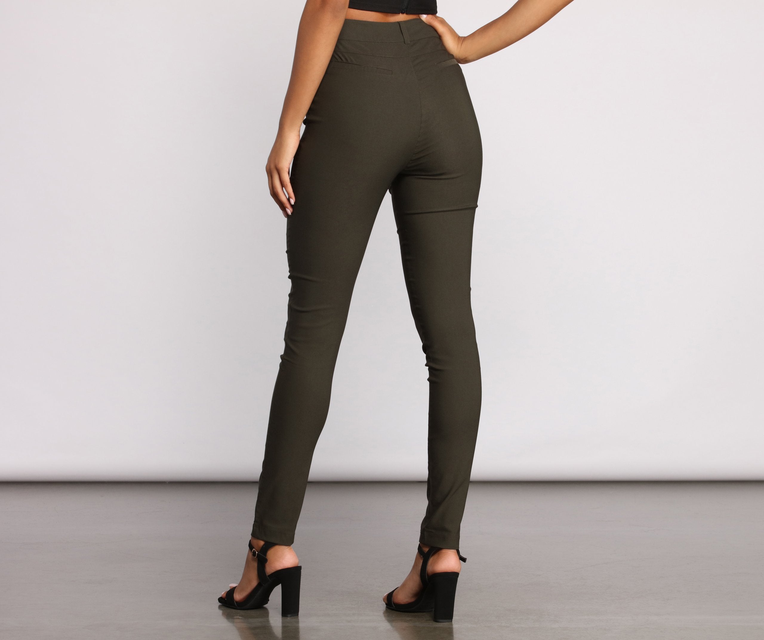 High Waist Basic Skinny Trouser Pants - Lady Occasions