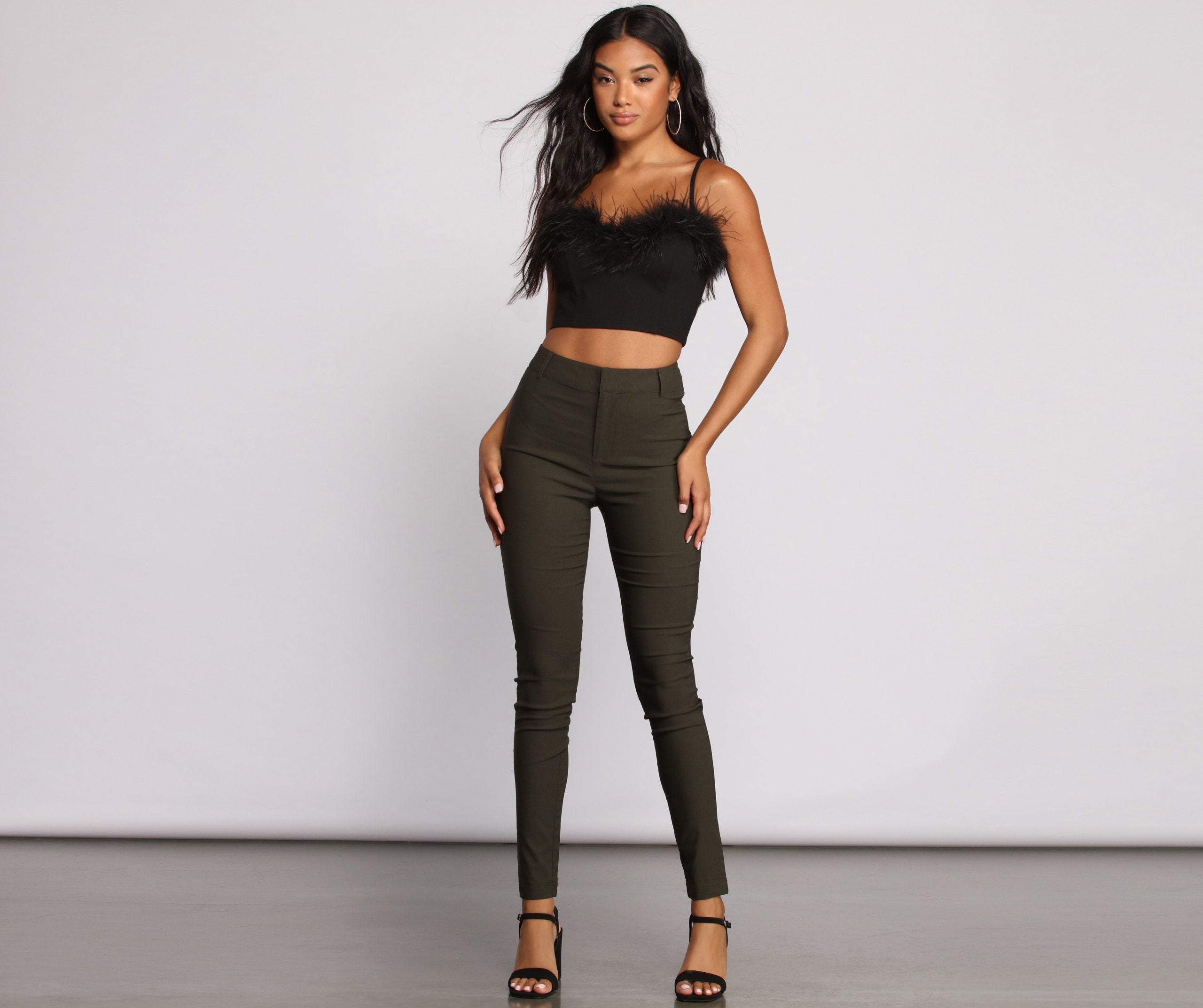 High Waist Basic Skinny Trouser Pants - Lady Occasions