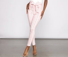 High Waist Skinny Striped Pants - Lady Occasions