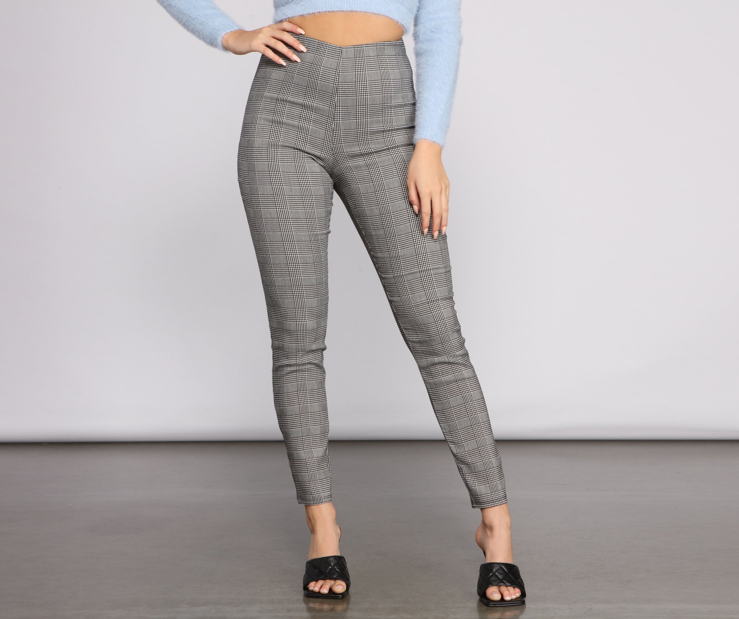 Glen Plaid Skinny Tapered Pants - Lady Occasions