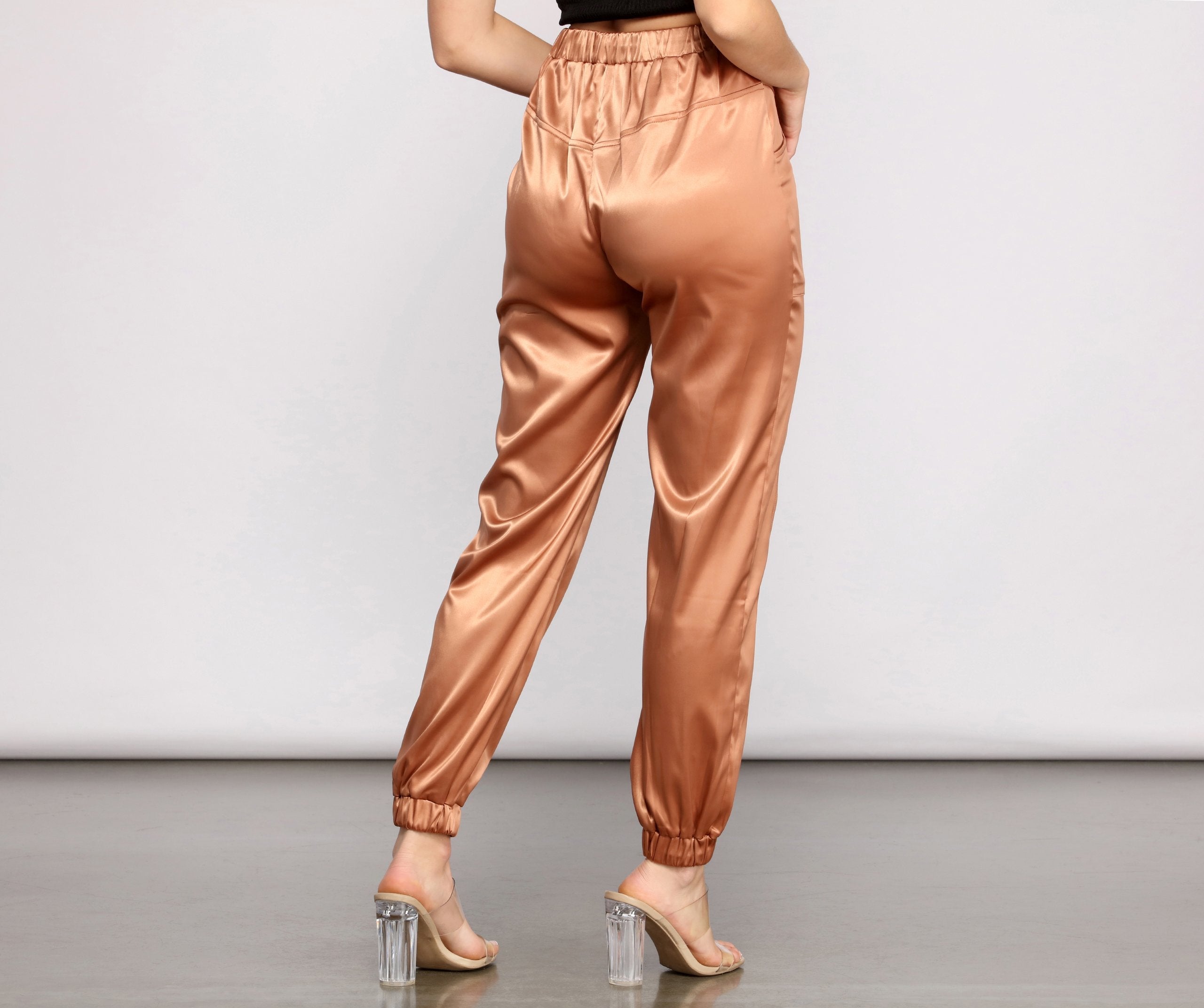 Level Up Sophisticated Satin Joggers - Lady Occasions