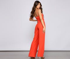Glam It Up Tie Front Jumpsuit - Lady Occasions