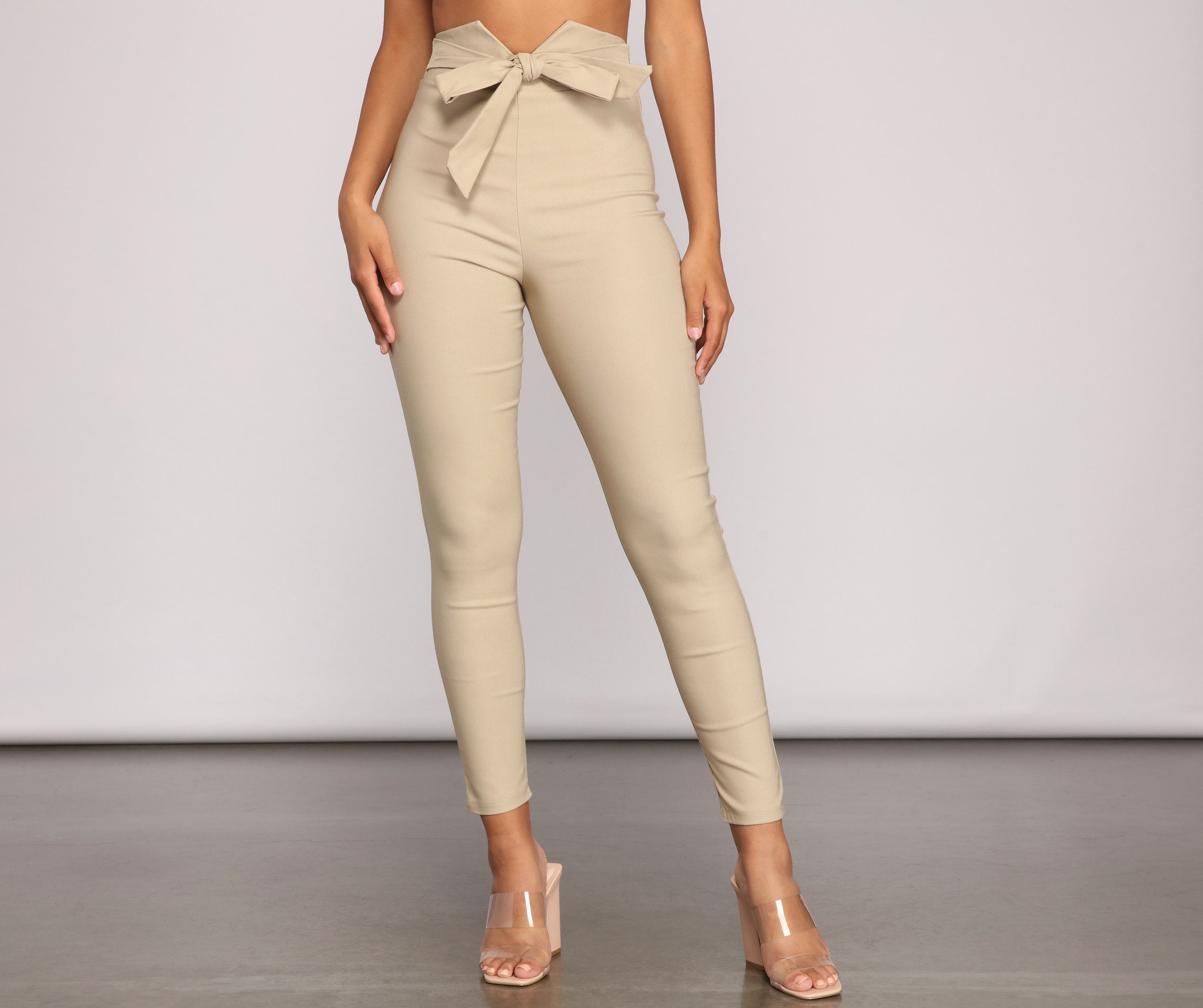 Classic And Chic Tie-Waist Skinny Pants - Lady Occasions