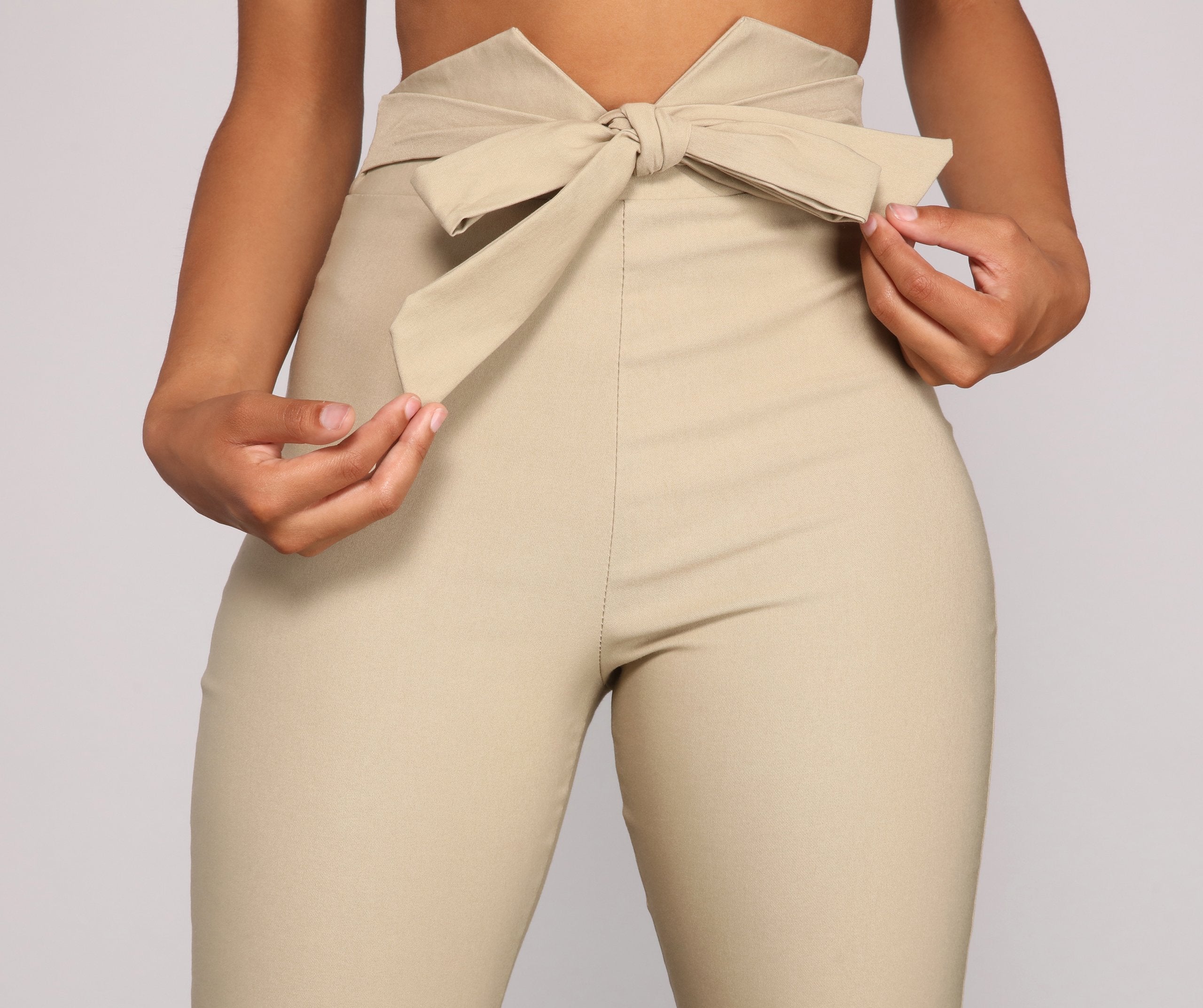 Classic And Chic Tie-Waist Skinny Pants - Lady Occasions