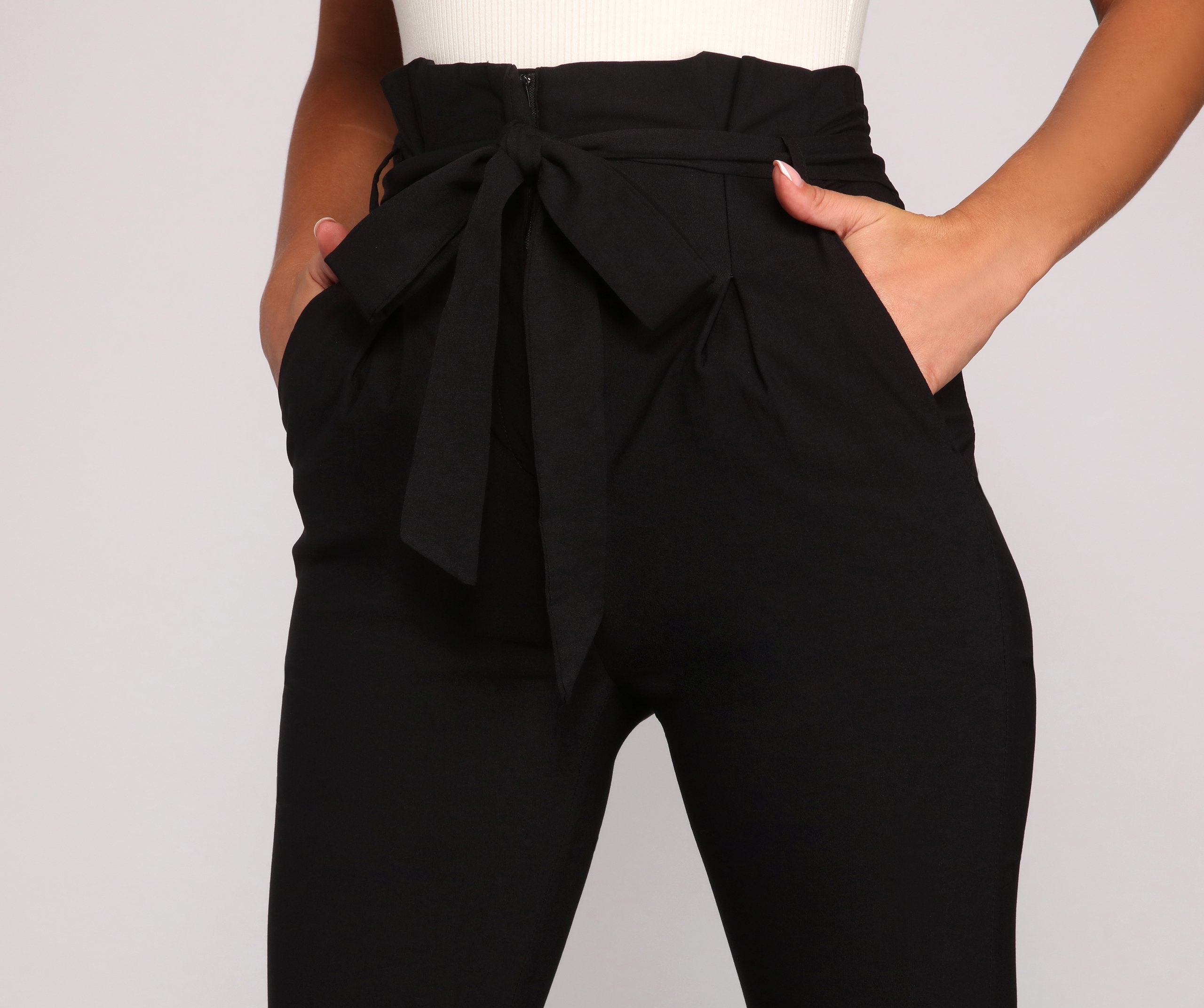 Elevated And Chic Paper Bag Pants - Lady Occasions