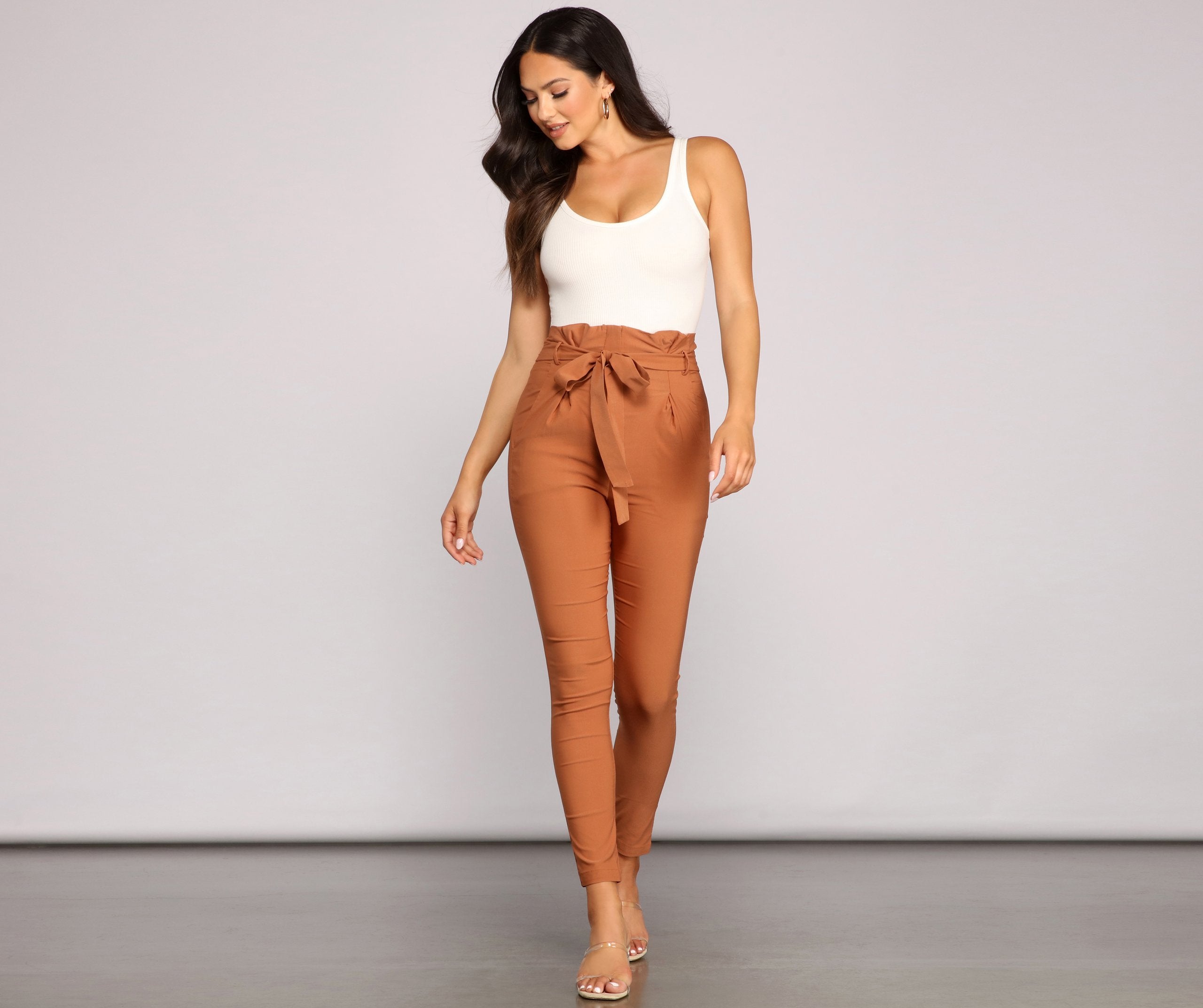 Elevated And Chic Paper Bag Pants - Lady Occasions