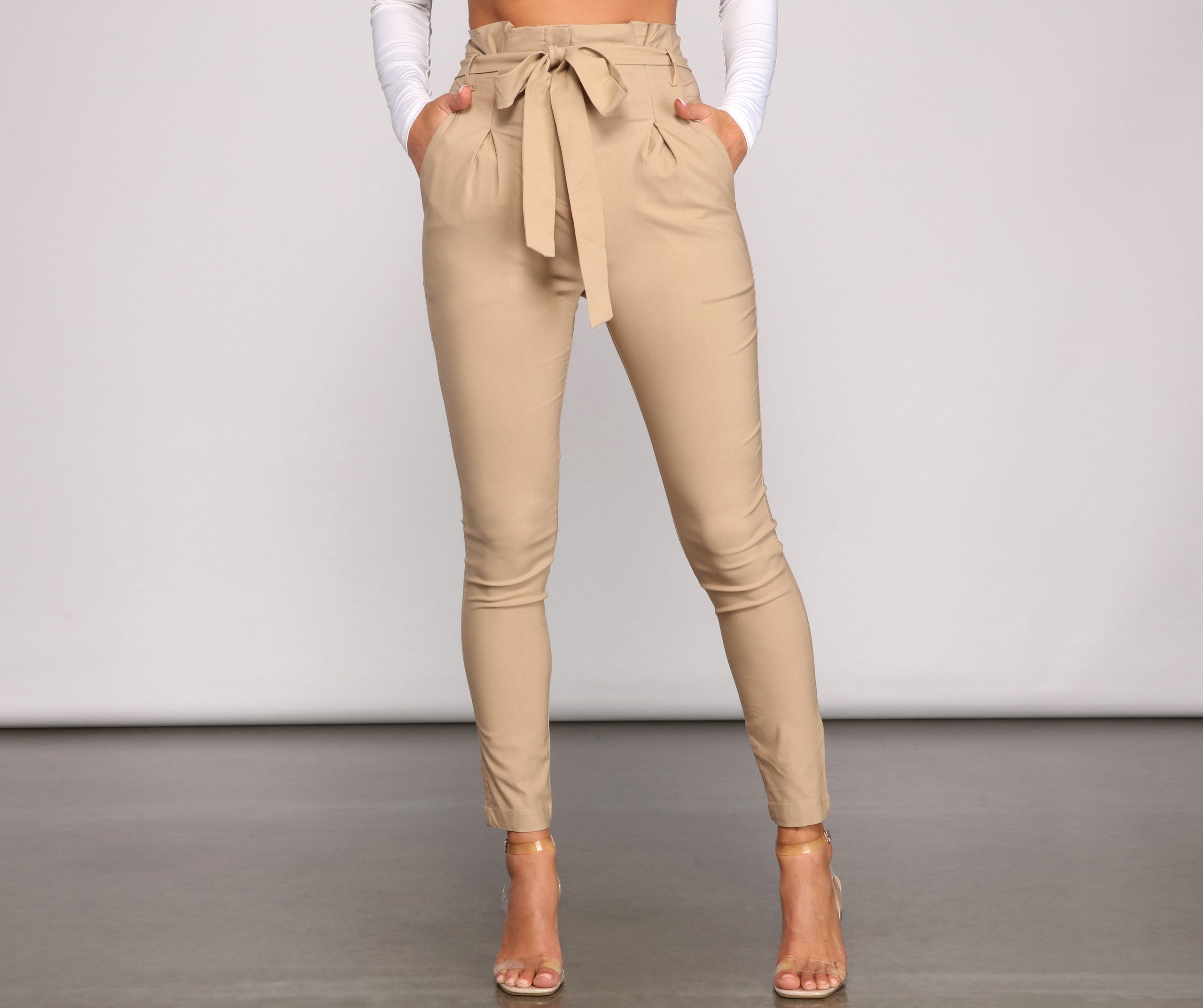 Elevated And Chic Paper Bag Pants - Lady Occasions