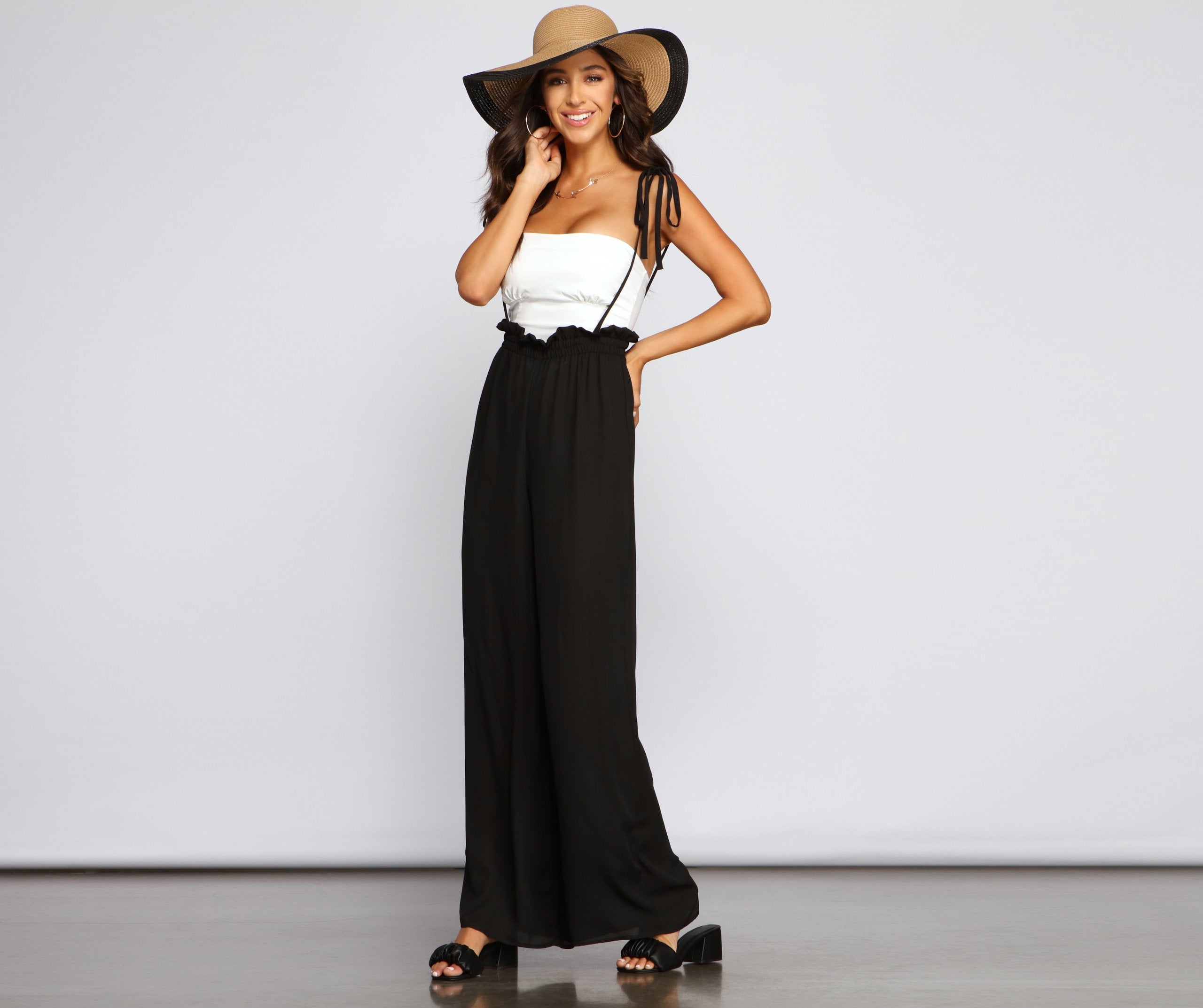 Style It Up Suspender Wide Leg Pants - Lady Occasions