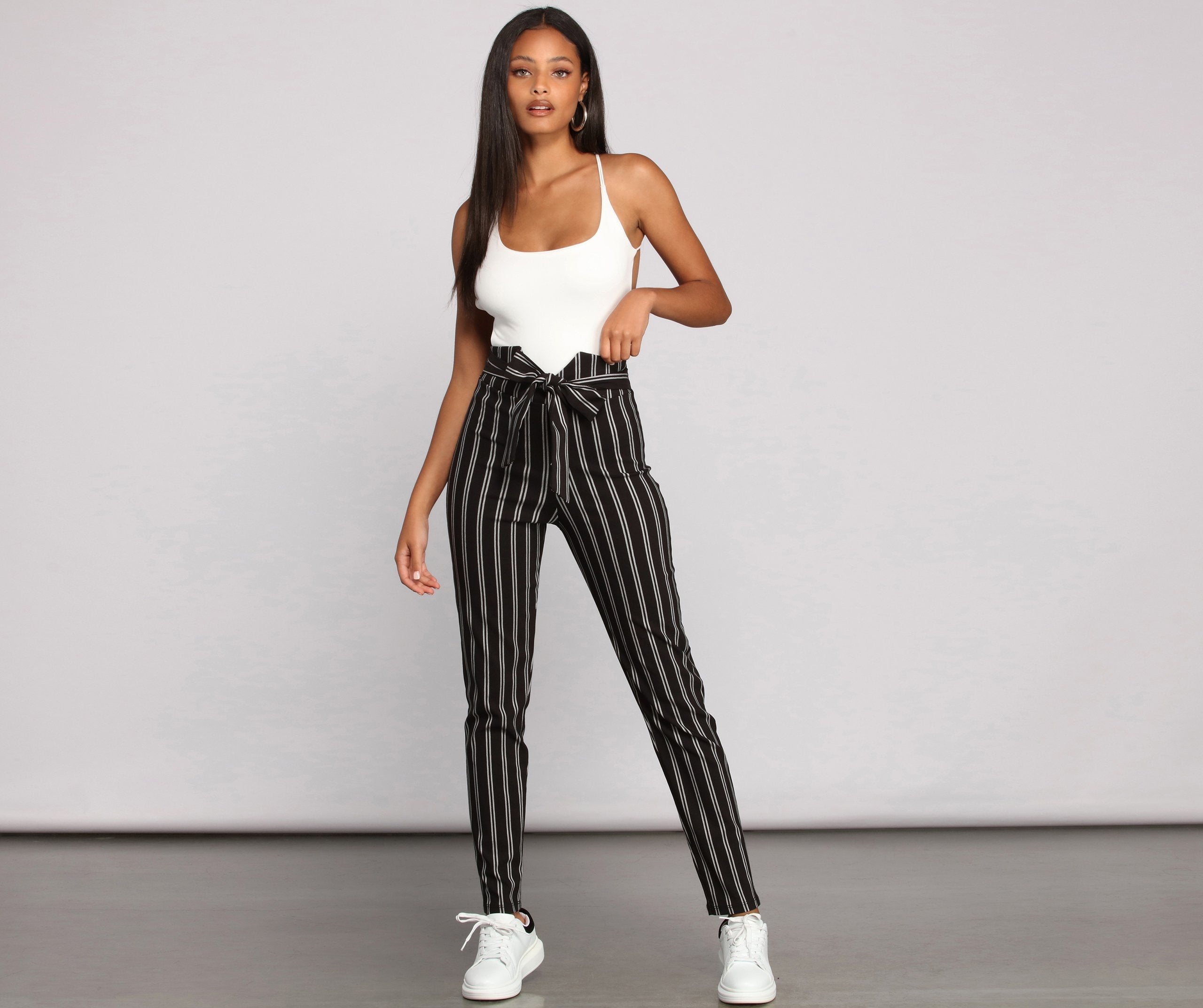 High Waist Skinny Striped Pants - Lady Occasions