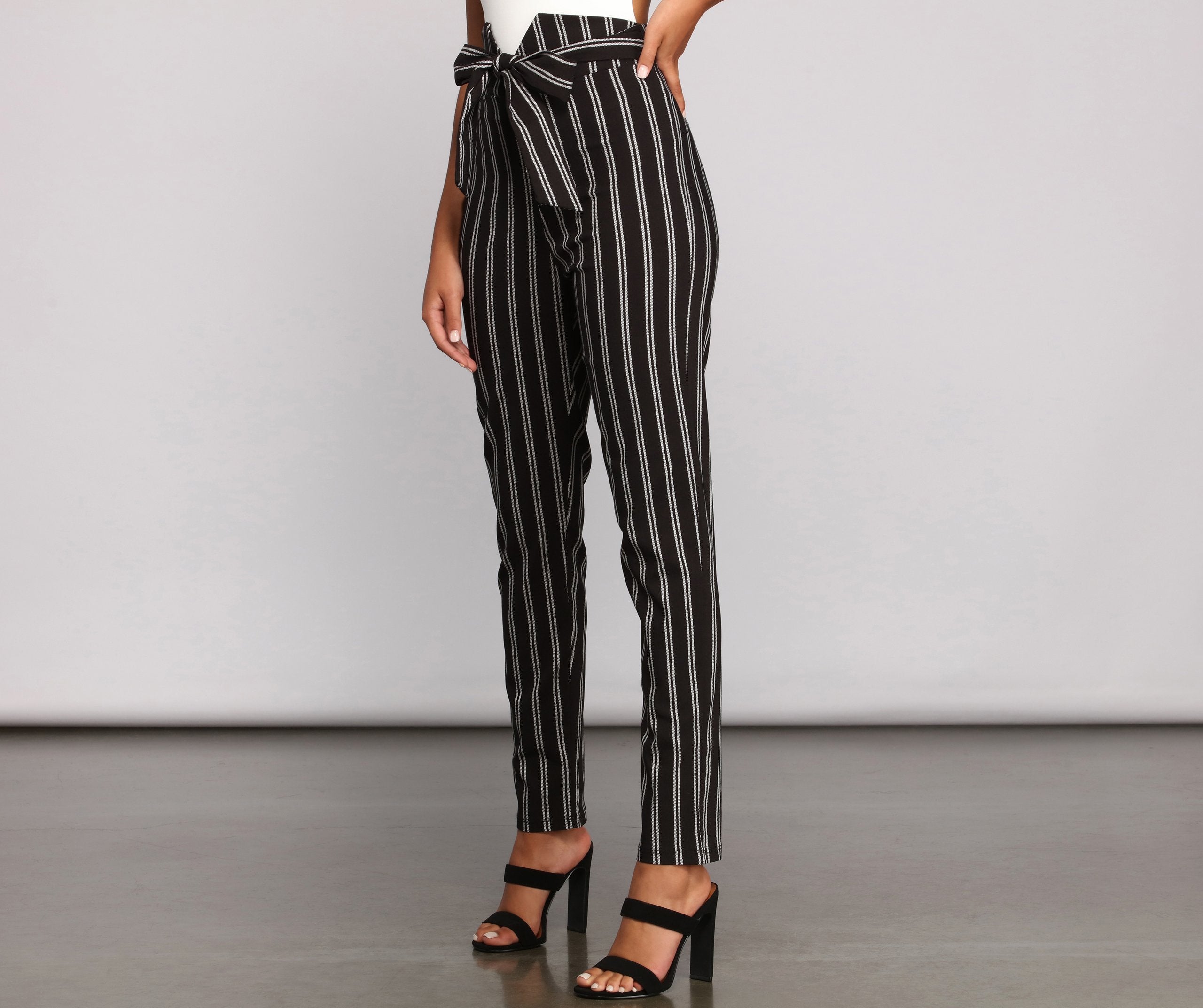 High Waist Skinny Striped Pants - Lady Occasions