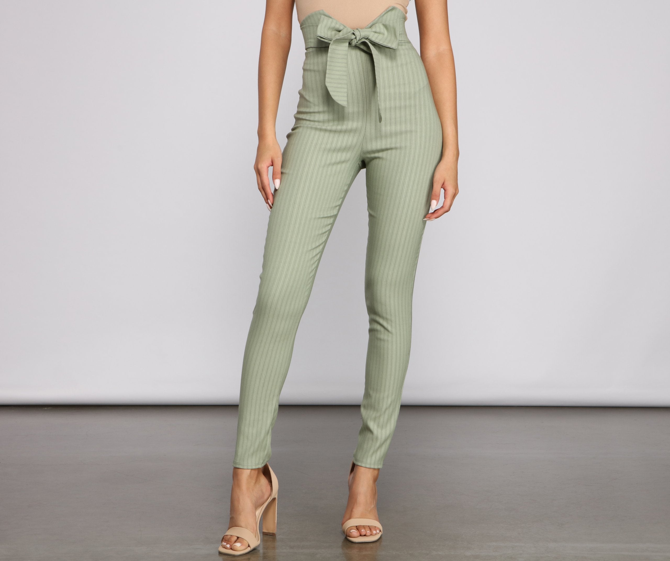 Stylishly Striped Tie-Waist Pants - Lady Occasions