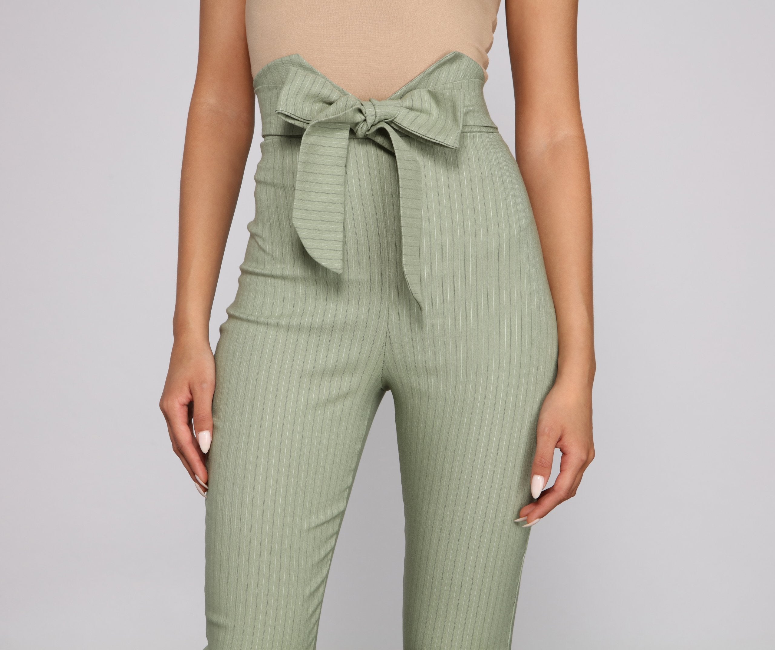 Stylishly Striped Tie-Waist Pants - Lady Occasions