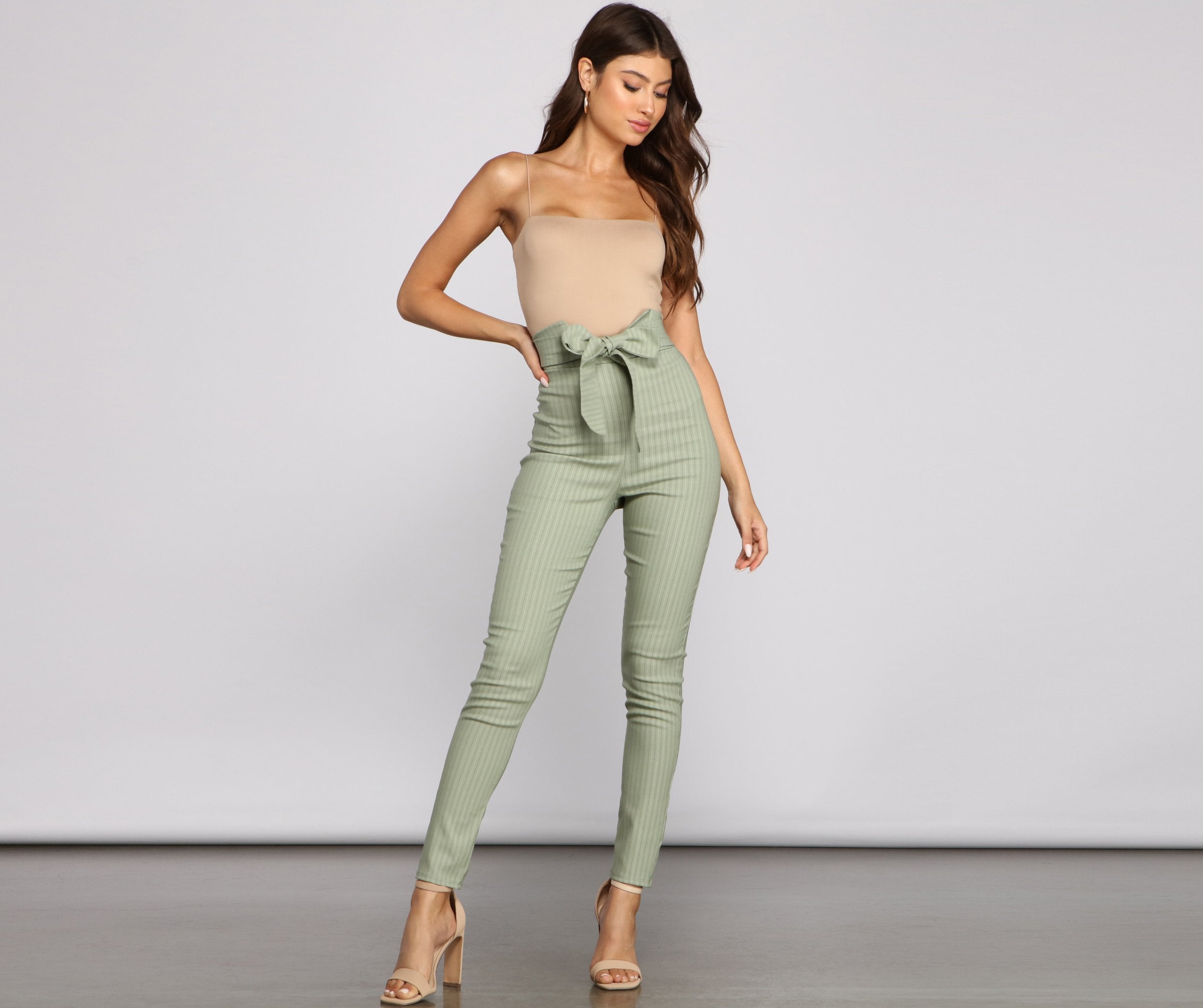 Stylishly Striped Tie-Waist Pants - Lady Occasions