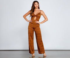 Plaid Perfection Twist Front Jumpsuit - Lady Occasions