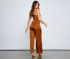 Plaid Perfection Twist Front Jumpsuit - Lady Occasions