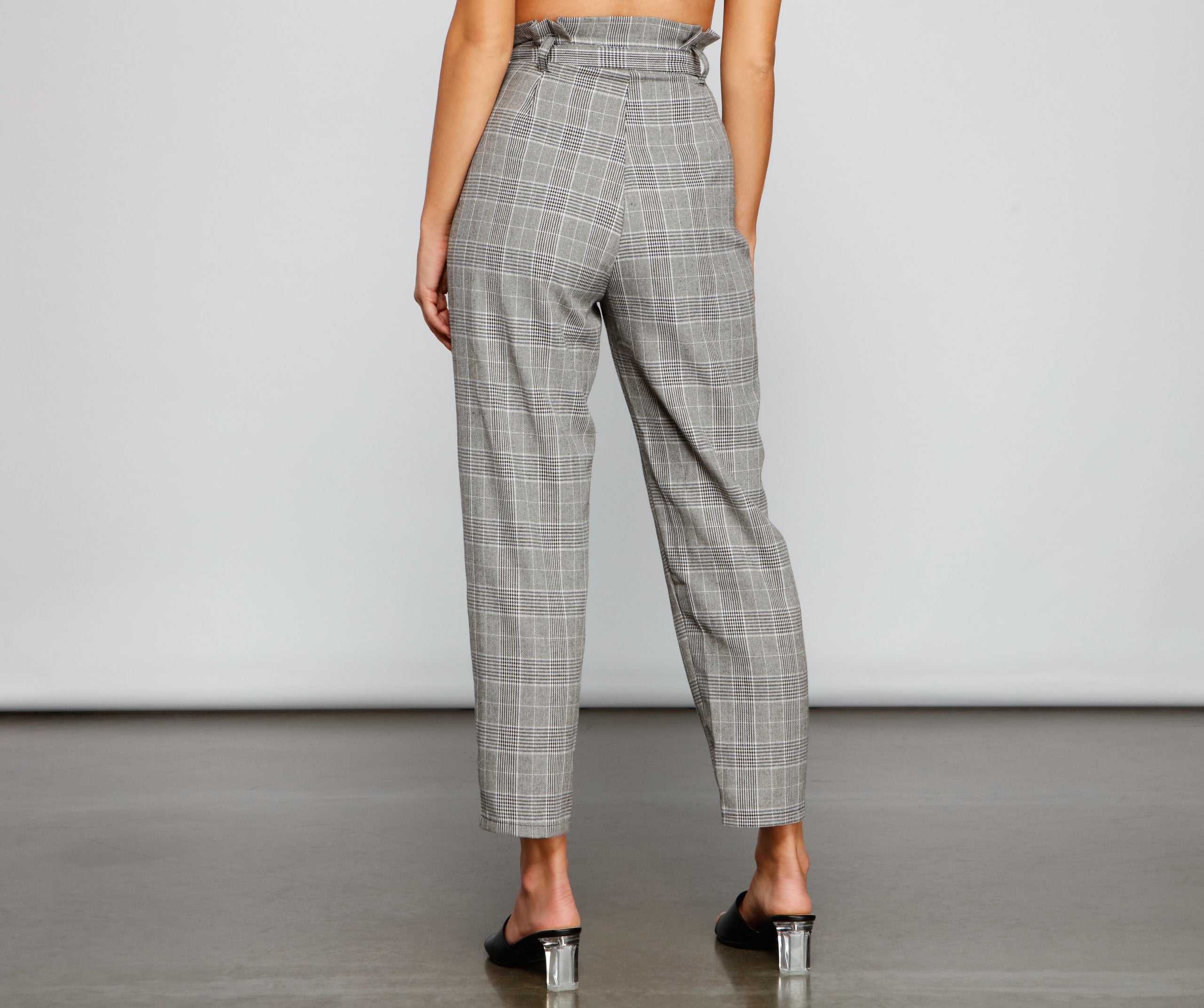 Chic Stunner High Waist Plaid Pants - Lady Occasions