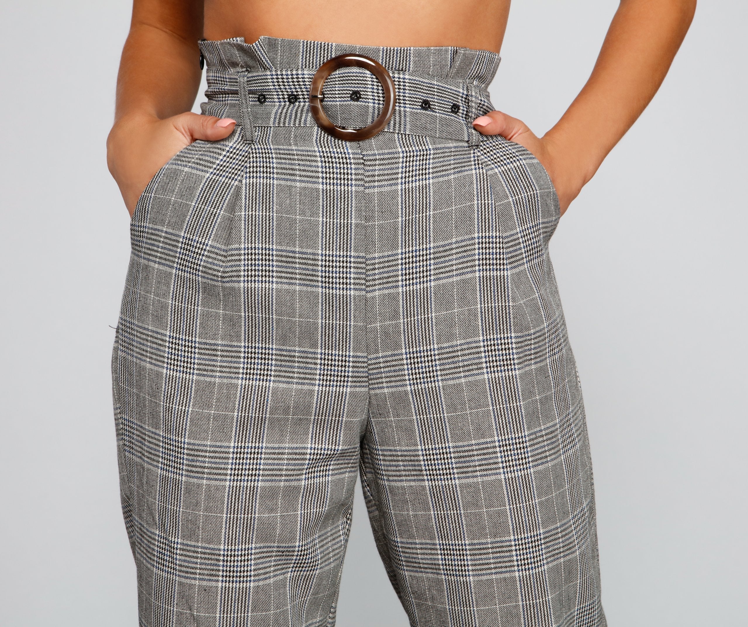 Chic Stunner High Waist Plaid Pants - Lady Occasions