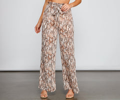 Fierce Fashionista Snake Wide Leg Pants - Lady Occasions