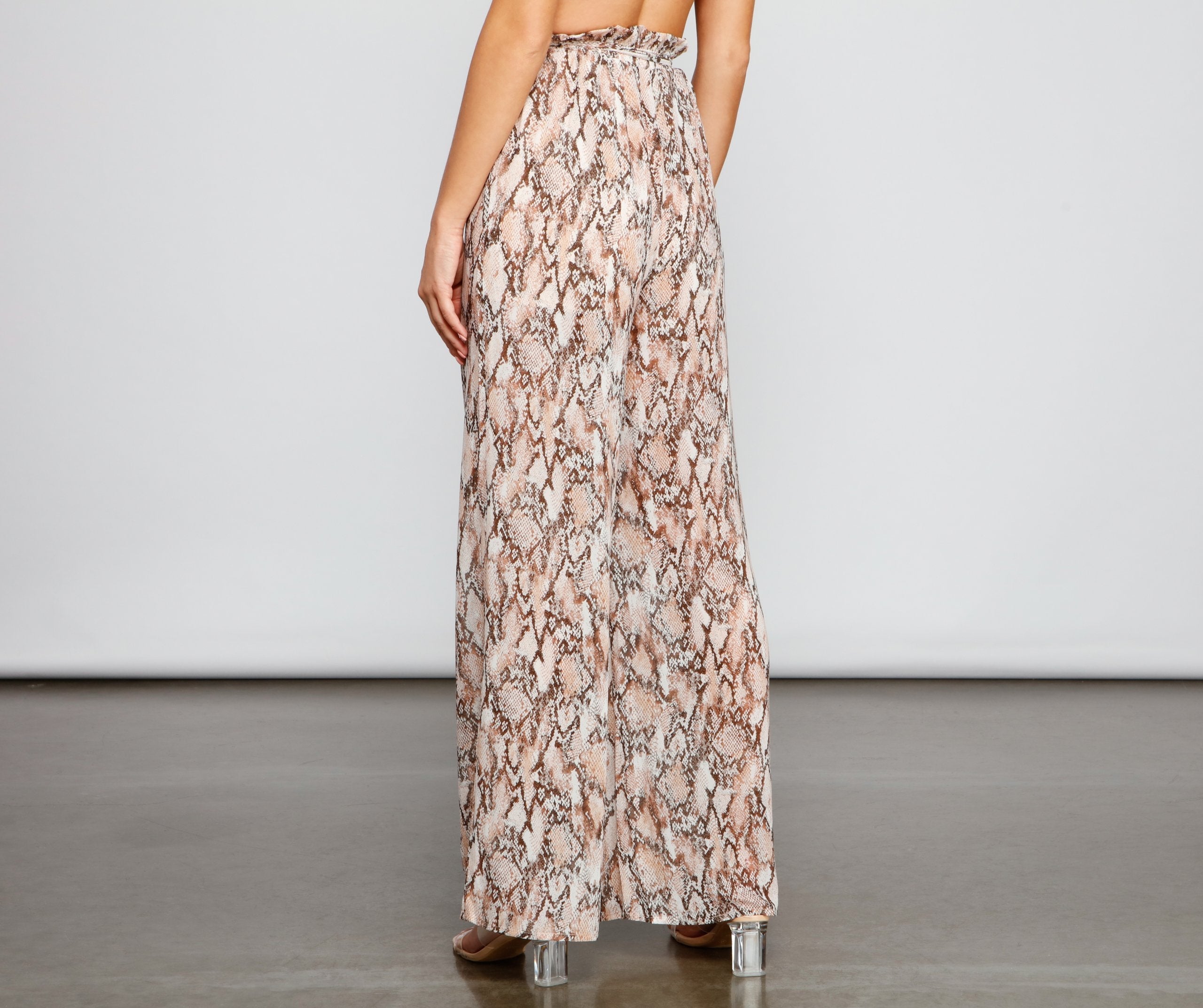 Fierce Fashionista Snake Wide Leg Pants - Lady Occasions