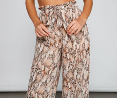 Fierce Fashionista Snake Wide Leg Pants - Lady Occasions