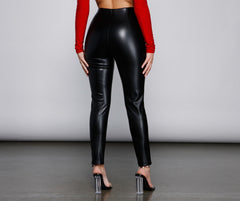 High Waist Faux Leather Tapered Leggings - Lady Occasions