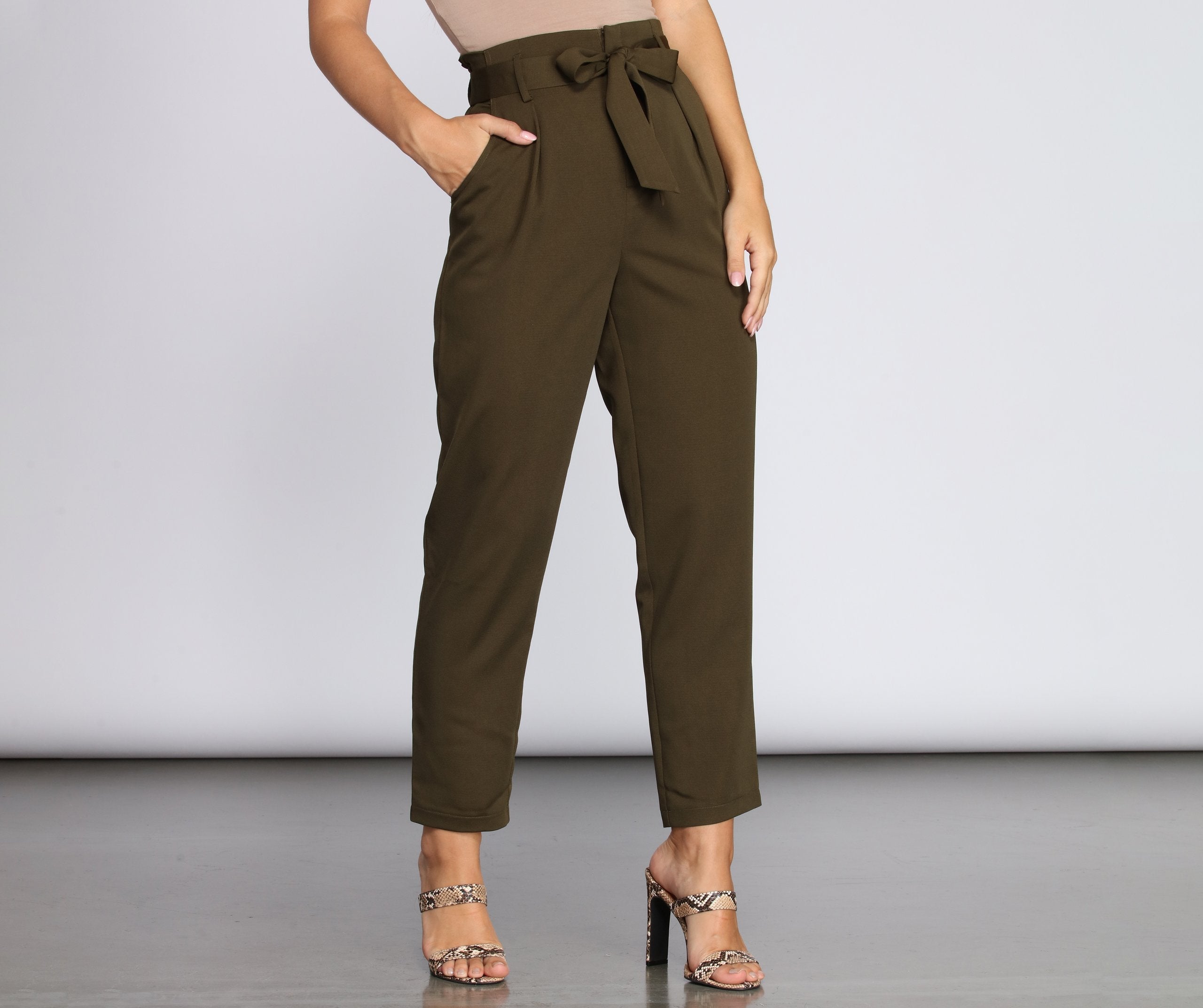 Tapered Tease High Waist Dress Pants - Lady Occasions