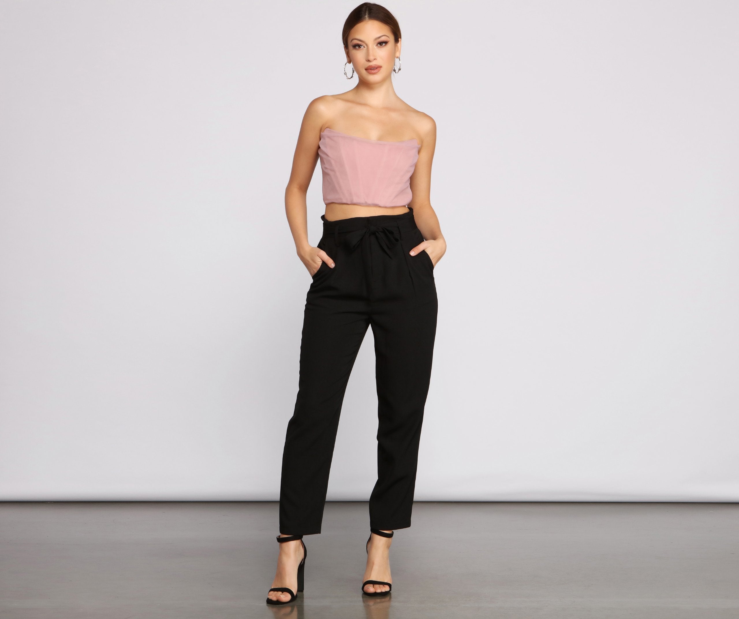 Tapered Tease High Waist Dress Pants - Lady Occasions