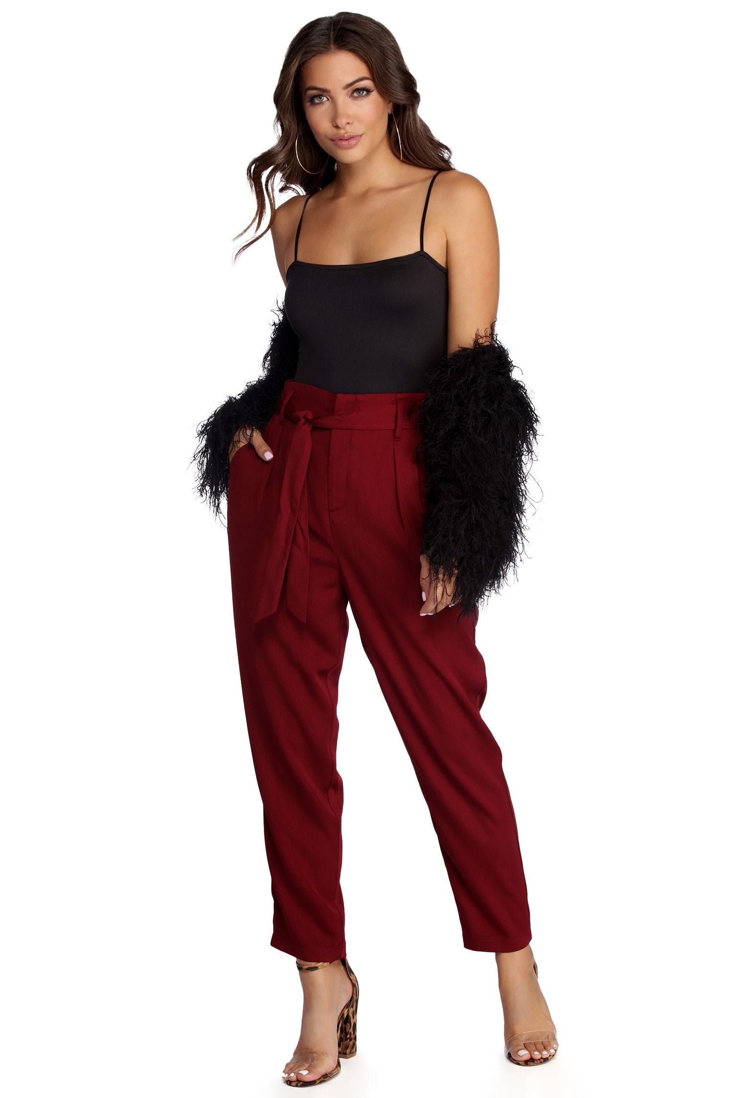 Tapered Tease High Waist Dress Pants - Lady Occasions