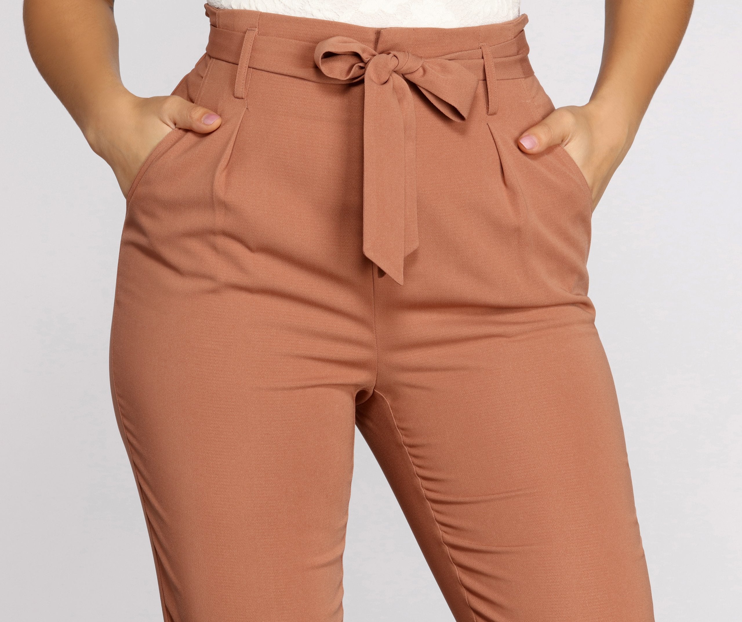 Tapered Tease High Waist Dress Pants - Lady Occasions