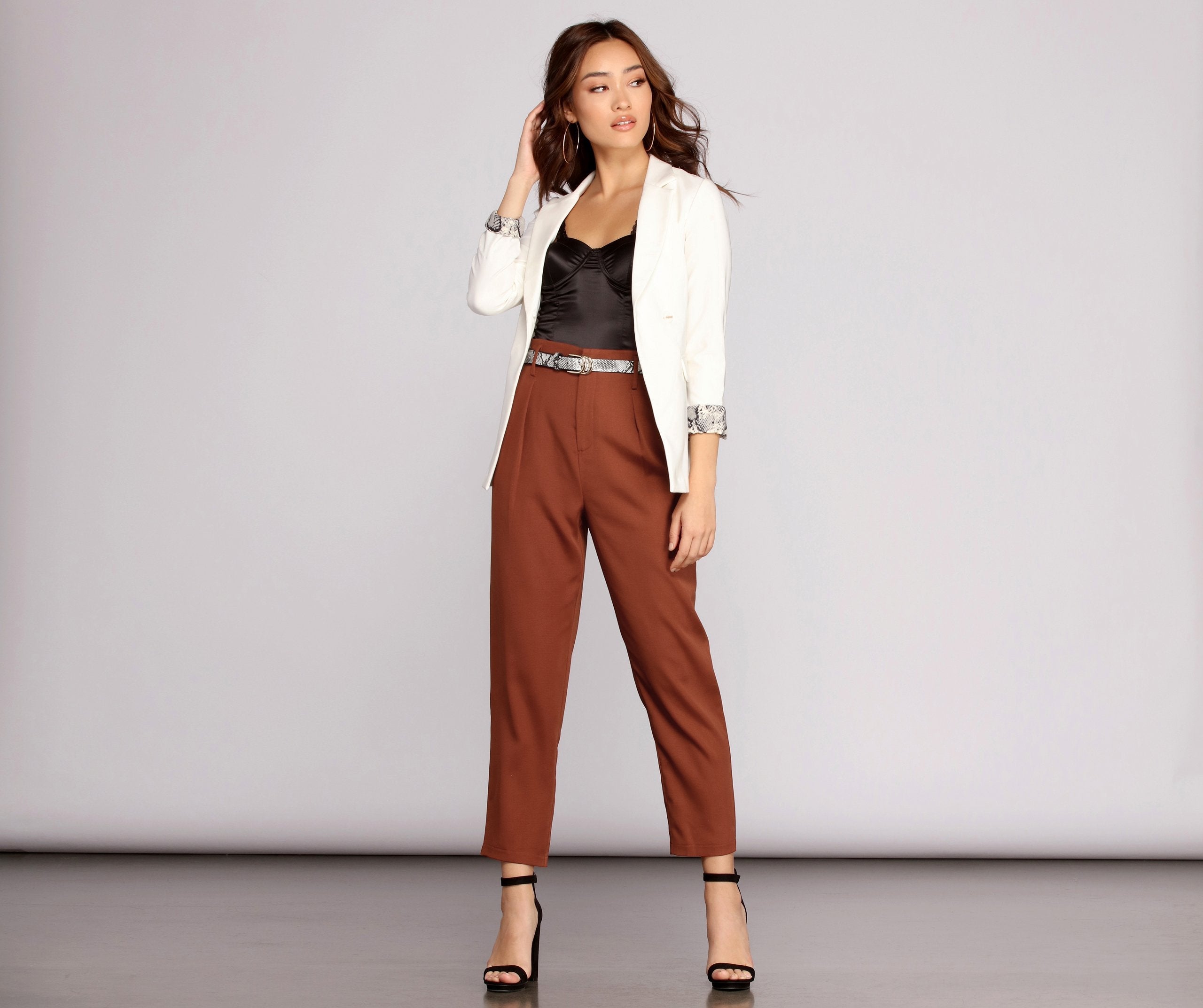 Tapered Tease High Waist Dress Pants - Lady Occasions