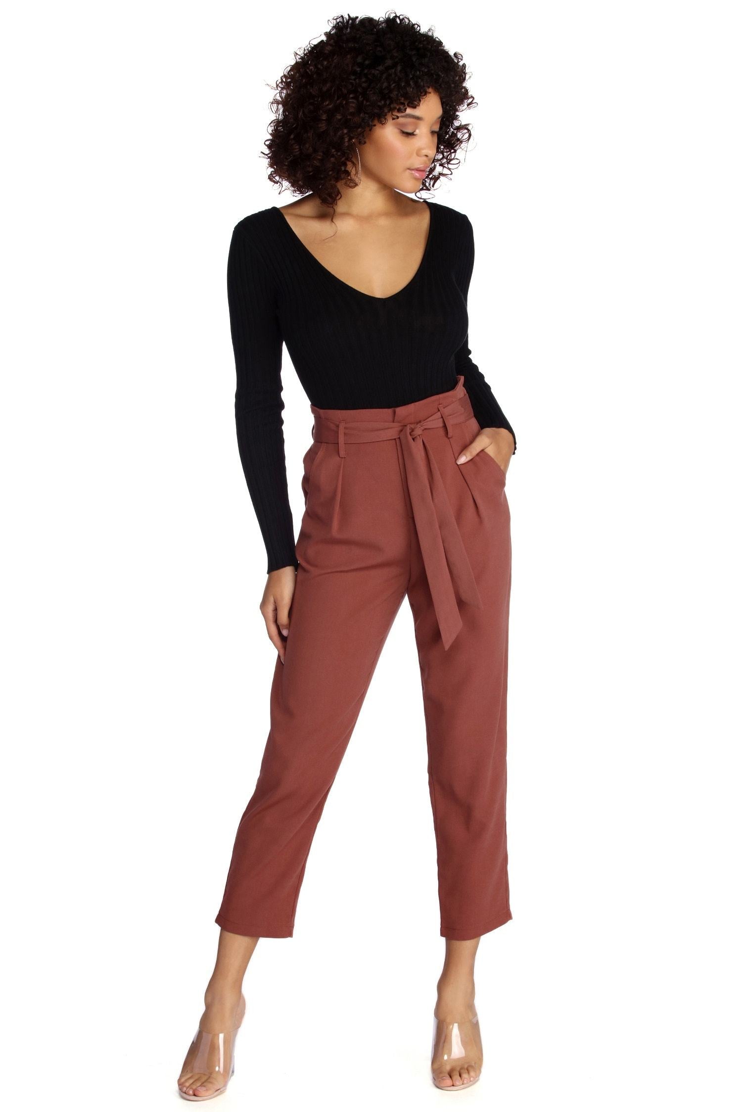 Tapered Tease High Waist Dress Pants - Lady Occasions