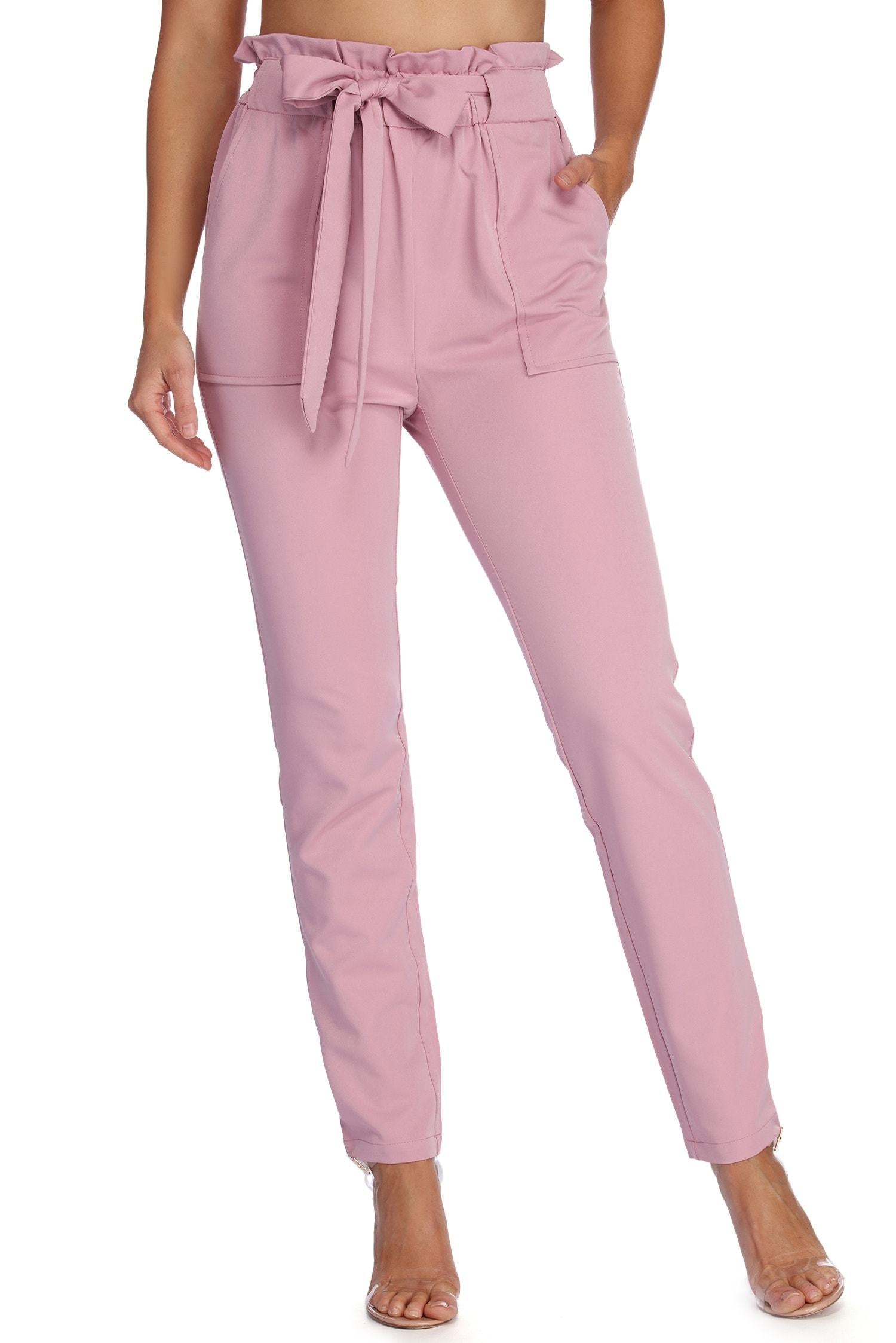 Classic Paper Bag Tie Waist Pants - Lady Occasions