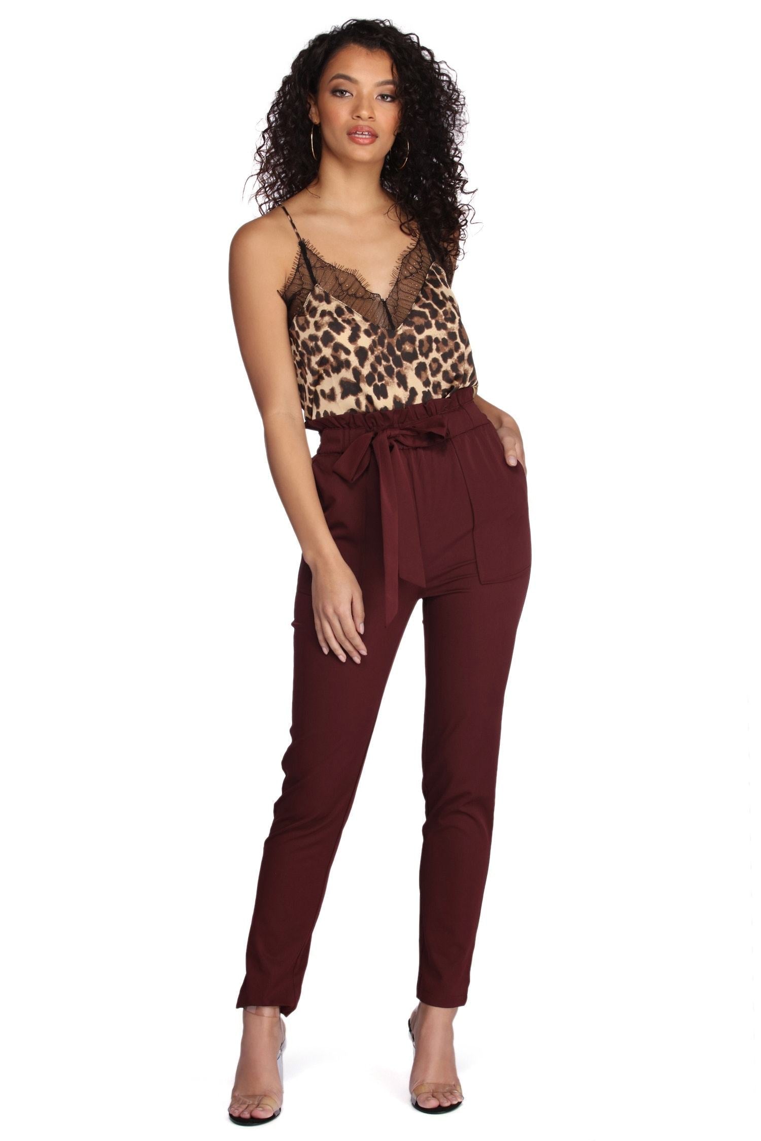 Classic Paper Bag Tie Waist Pants - Lady Occasions