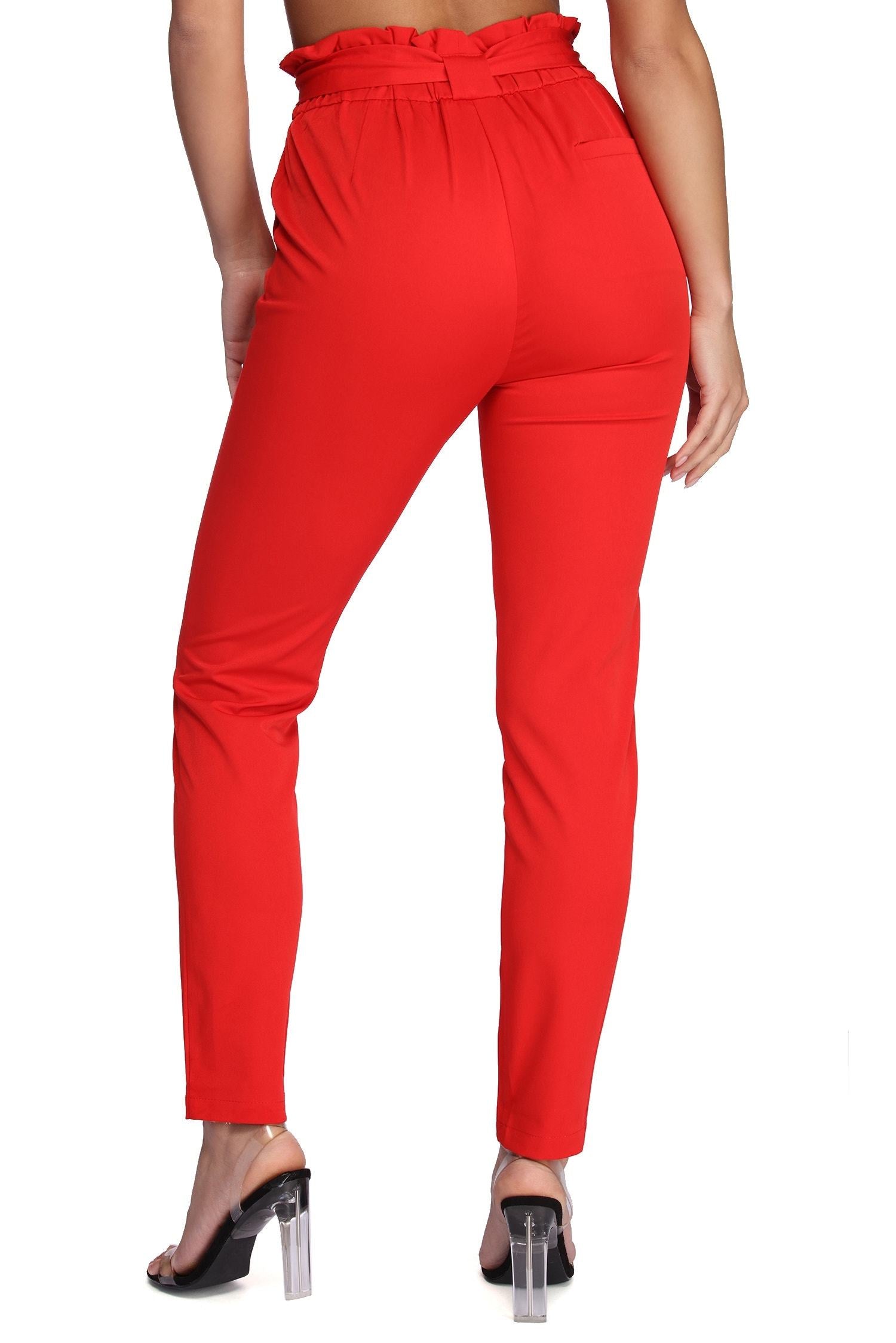 Classic Paper Bag Tie Waist Pants - Lady Occasions