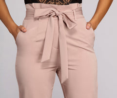 Essential Tapered Paper Bag Pants - Lady Occasions