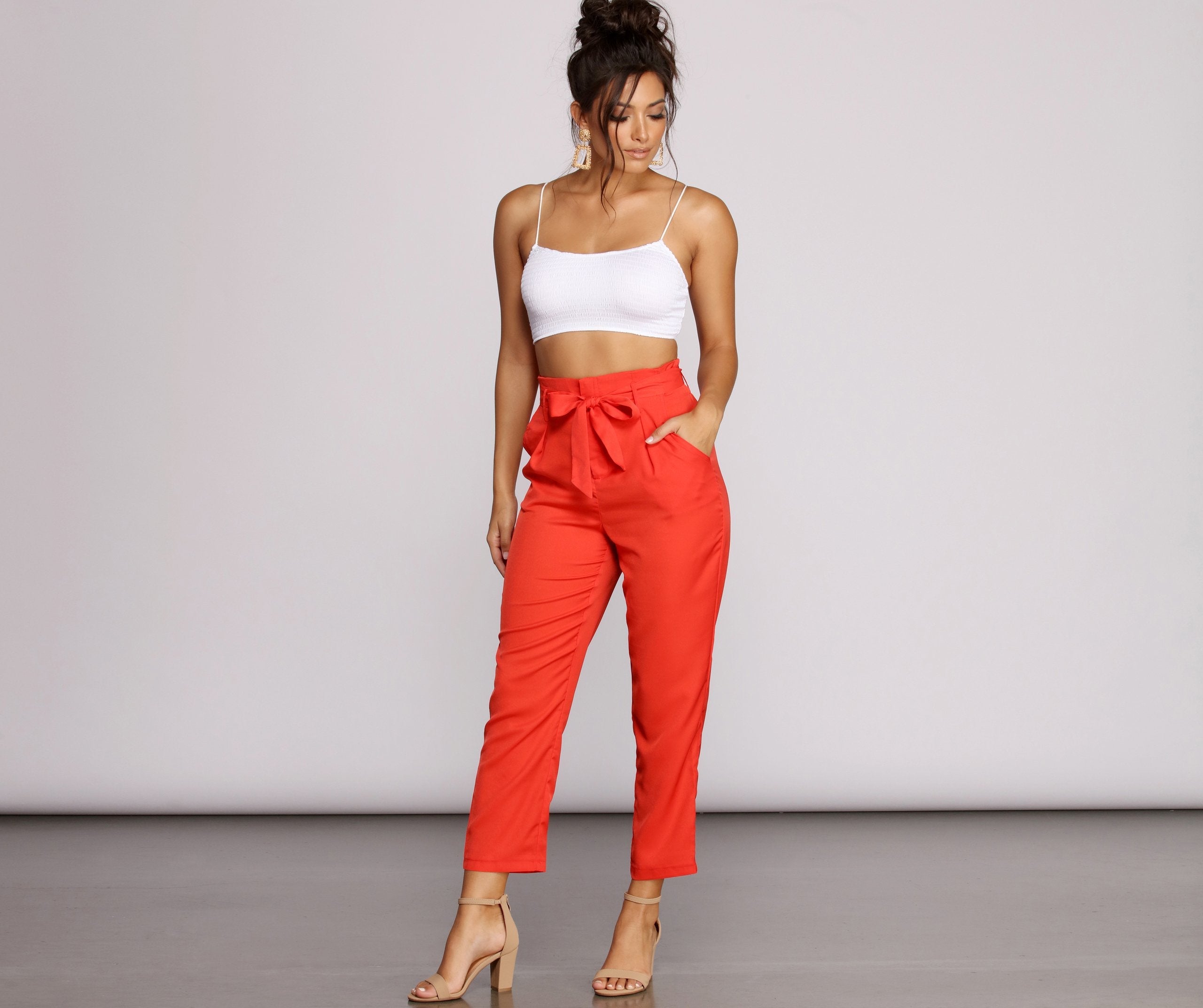 Tapered Tease High Waist Dress Pants - Lady Occasions