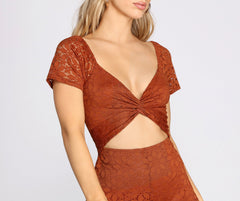 Here's The Twist Lace Romper - Lady Occasions