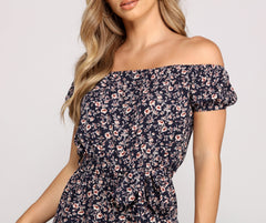 Flirty In Floral Off-The-Shoulder Romper - Lady Occasions