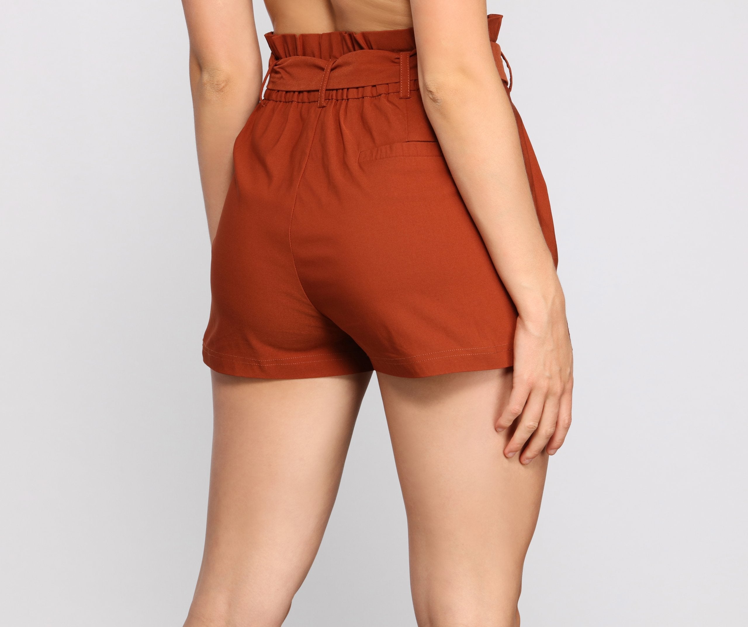 Elevated And Chic Paper Bag Shorts - Lady Occasions