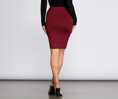 Knit Bodycon Midi Skirt - Lady Occasions